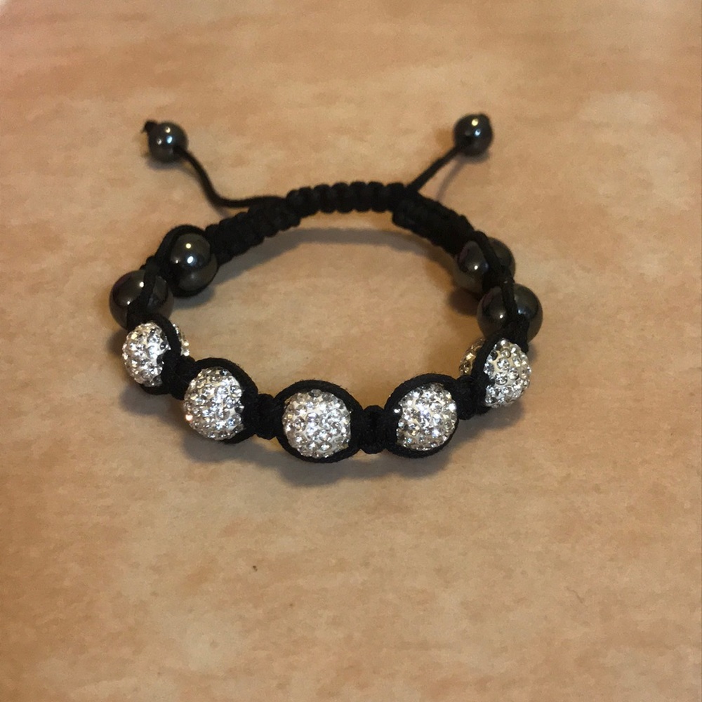 Shamballa bracelet with silver crystals